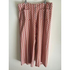 Maeve Anthropologie Pant The Collette Orange Graphic Print Cropped Wide Leg SZ20